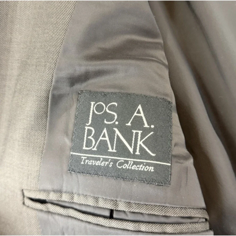 JOS A BANK Traveler's‎ Collection Mens 46R Tailored Fit Wool Blazer Jacket Brown